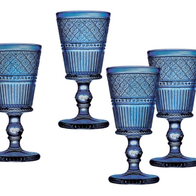 Cobalt Blue Rim Wine Goblet - 16 oz - Set of 4 – Orion's Table