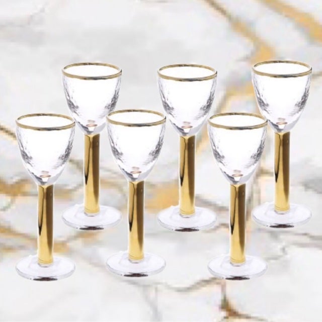 Gold Rim Triangular Shot Glasses, Set of 12